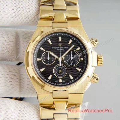 Swiss Replica Vacheron Constantin Overseas Watch Yellow Gold Black Chronograph